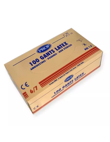 Gants latex : la boite de 100