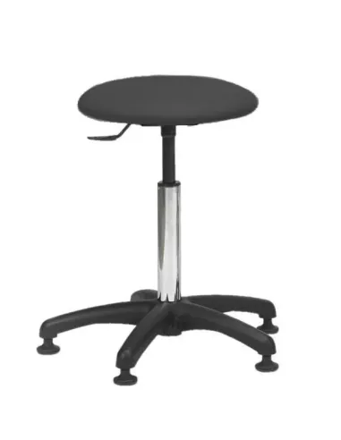 Tabouret galette fine sur patins - piètement noir