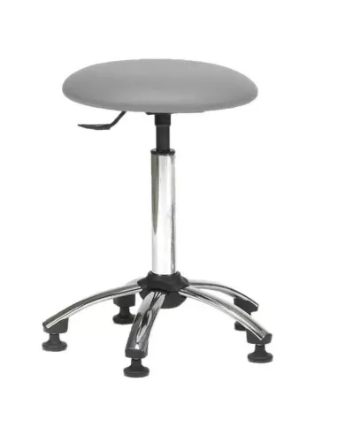 Tabouret galette fine sur patins - piétement chromé