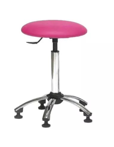 Tabouret galette fine sur patins - piétement chromé