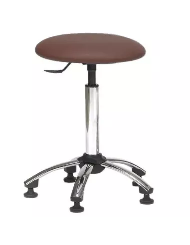 Tabouret galette fine sur patins - piétement chromé