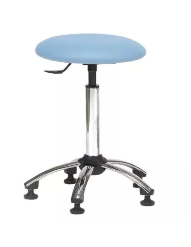 Tabouret galette fine sur patins - piétement chromé